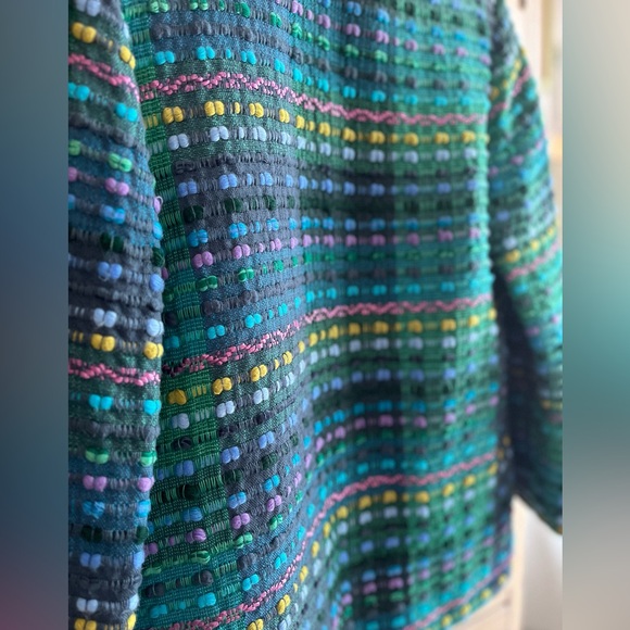 Vintage Crystal Handwoven Blue and Green Jacket sz S - Picture 5 of 5